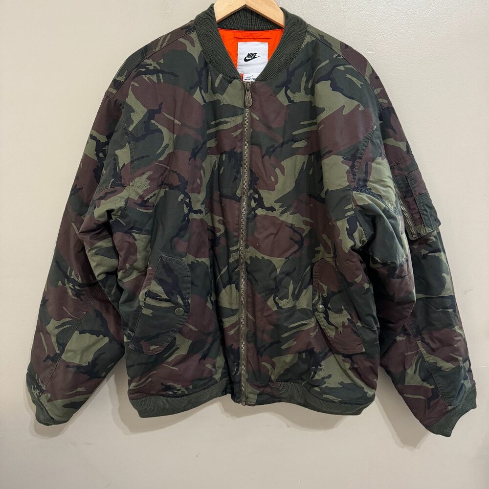 Nike Life Woven MA1 Flight Bomber Jacket Camo Insulated FB7591-222 Men's NEW